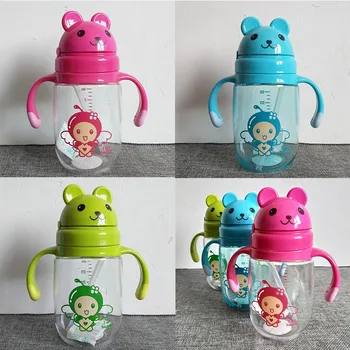 

New Children's Cartoon Practice Drinking Cup With Handle Leakproof Cup Water Bottle Baby Learning Drinking Water Bottles 350ml