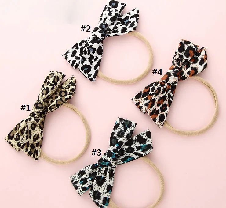 

MengNa New Animal Leopard Print Hair Bow With Nylon Headband,Handmade Cheetah Bowknot Headband Girls Turban Headbands 30pc/lot