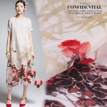 

Digital printing silk linen fabric breathable clothing dress chinese silk fabric natural linen fabric wholesale silk cloth