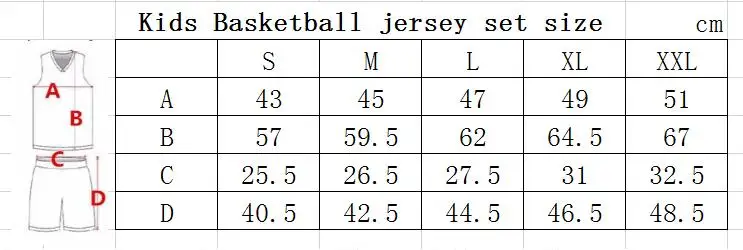 Kids Jersey Size Chart