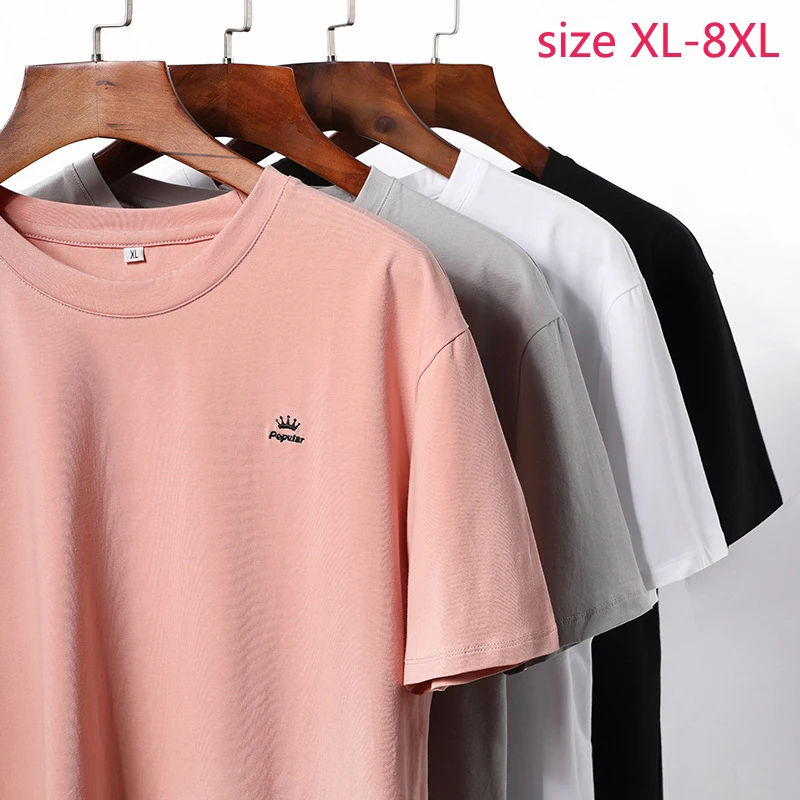 

2019 New Arrival Fashion Summer Men Pure Cotton Short Sleeve O-neck Knitted Casual T Shirt Plus Size XL 2XL 3XL 4XL 5XL 6XL 7XL