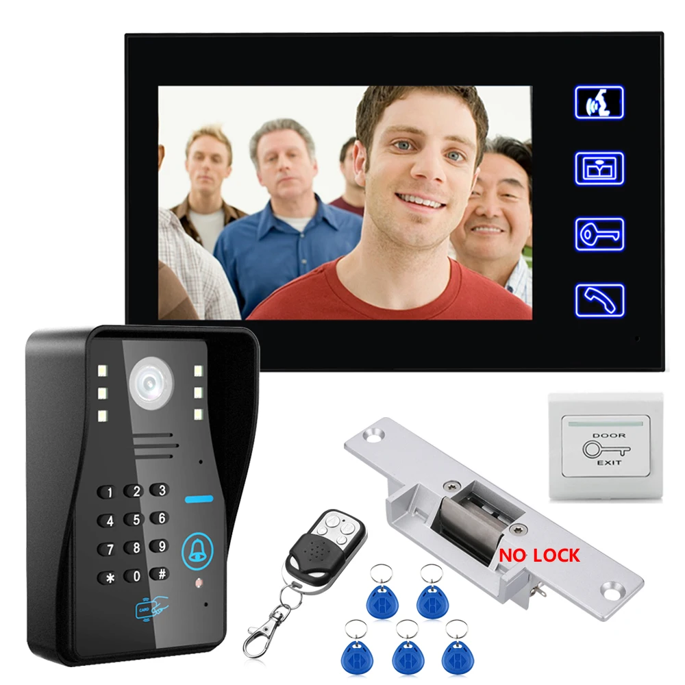 MAOTEWANG 7\ RFID Password Video Door Phone Intercom Doorbell With IR Camera 1000 TV Line With NO-Electric Strike Door Lock