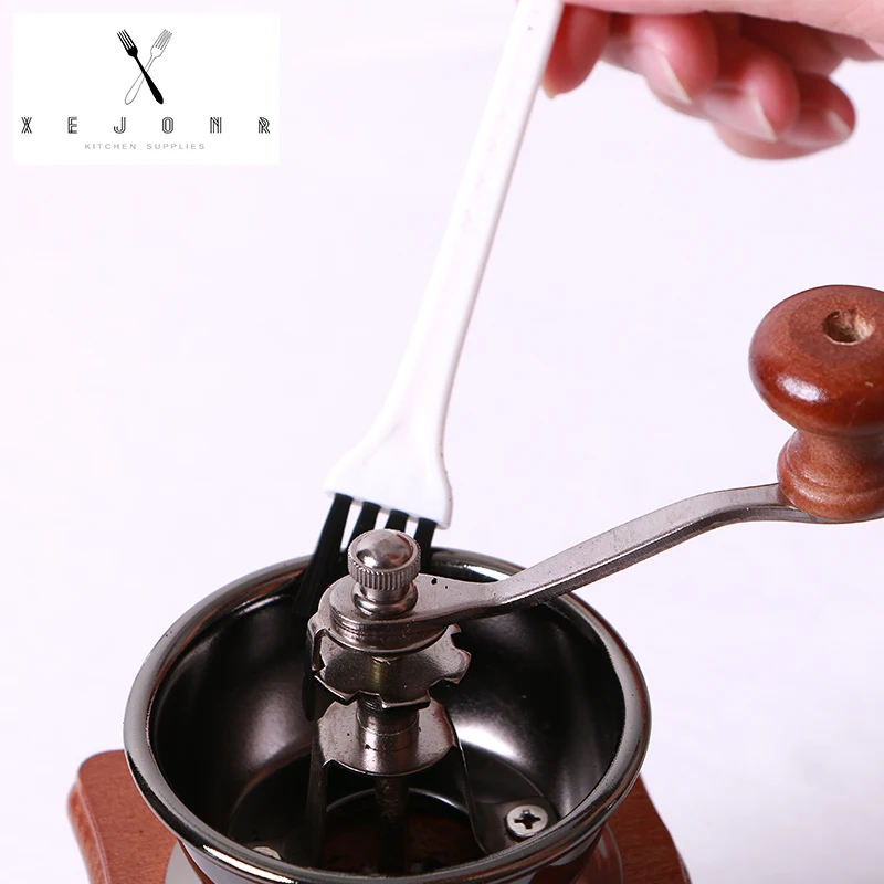 XEJONR القهوة طاحونة فرش البلاستيك مقبض آلة تنظيف فرش 13 سنتيمتر الأبيض Coffeeware إسبرسو طاحونة مصغرة فرش 1 قطعة