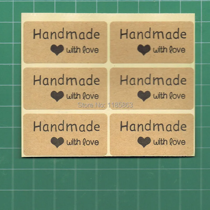 

1 Lot =1000 Pcs Hand made With LOVE Scrapbooking Kraft Paper Labels Envelopes Stickers and Gift Packaging Seal Seals Sticker