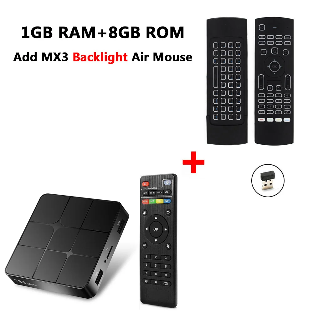 T96 MARS Android 7.1 TV BOX 2GB RAM 16GB ROM Amlogic S905W 2.4G WiFi Bluetooth Media Player 4K HD Smart Set Top Box vs X96 mini - Цвет: 1GB 8GB add MX3-L