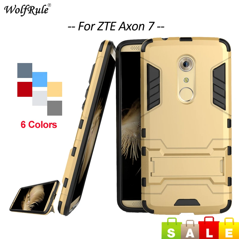 WolfRule For Cover ZTE Axon 7 Case Anti knock Soft TPU &amp Plastic Stand Phone Axon7 A2017 Coque &lt |