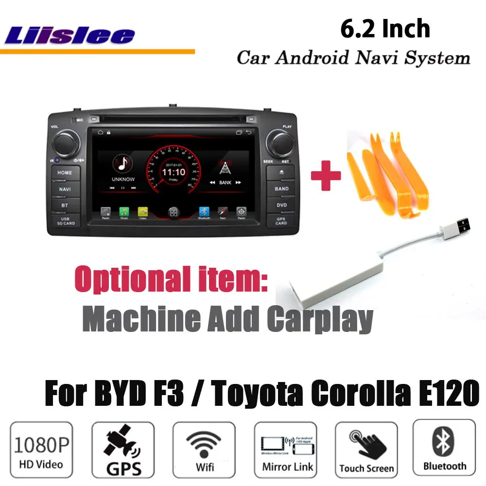 Liislee Android 8,1 для BYD F3/для Toyota Corolla E120 стерео Автомагнитола BT Carplay gps Navi карта навигационная система Мультимедиа - Цвет: add Carplay