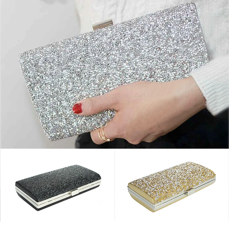

2019 New Women Evening Clutch Bag Diamond Sequin Clutch Female Crystal Day Clutch Wedding Purse Party Banquet Flap Sequined Hard