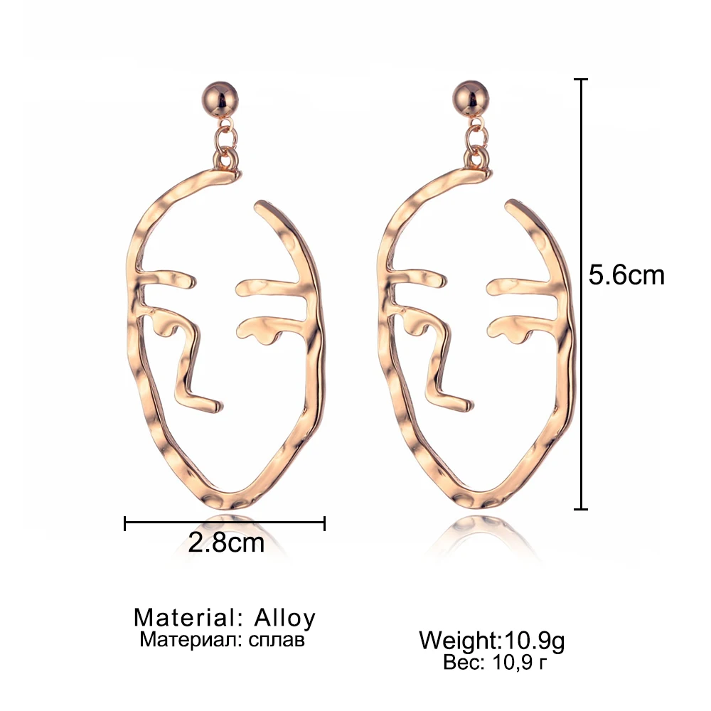 IPARAM, Новое поступление, абстрактные стильные висячие серьги с выемкой для лица, серьги-капли для девочек, Эффектные серьги