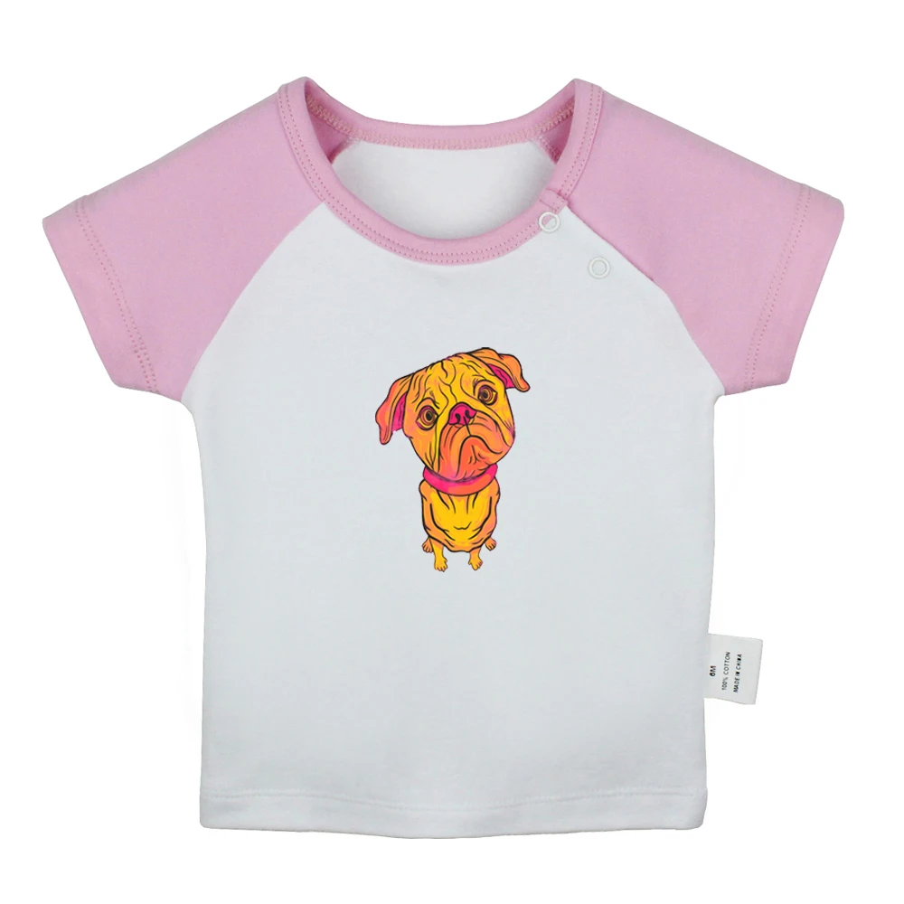 Смелость, трусливая собака, страшная Милая любовь, цветная Дизайнерская футболка с Мопсом для новорожденных, футболка с короткими рукавами для малышей - Цвет: JaBabyYCP1199D
