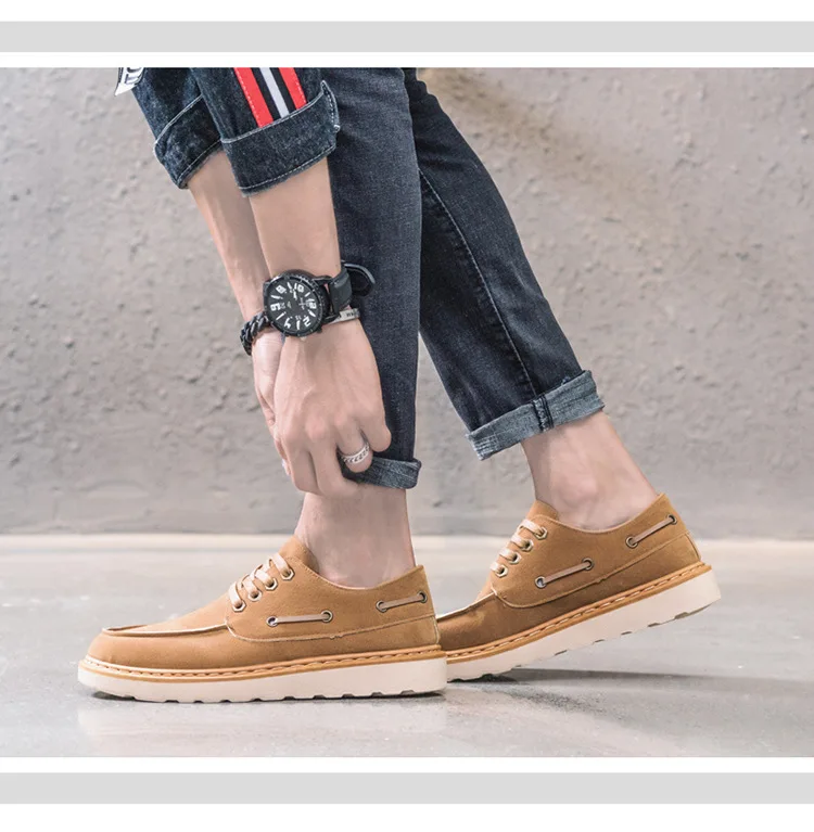 

2018 New Men Shoes Spring Autumn Breathable Men Casual Shoes Fashion Lace Up Men's Flat Shoes Business Leather Shoes KM479-503