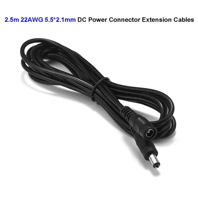 

RGB LED Strip 12V DC Power Extension Cable 5.5mm x 2.1mm Jack Connectors 2.5m Power Extend Wires For Solar Panel Car Charger