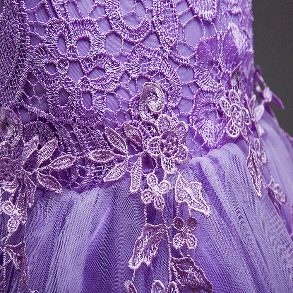 Flower Girl Dresses 2-8 Yrs Lace Embroidered Princess Pageant Gown