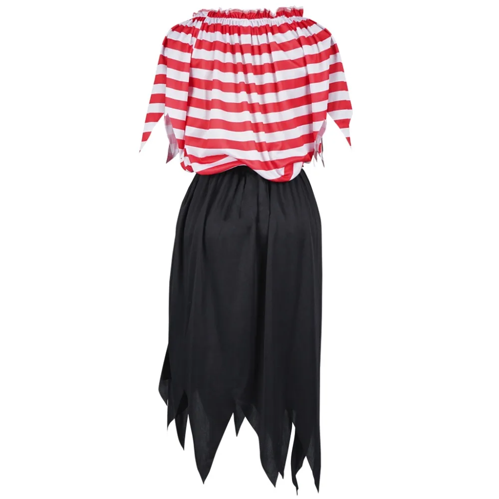 Koop Vrouwen Piraat Kostuum Meisje Crew Kostuum Halloween Kostuums Pirate Cosplay Korte Mouw Gestreepte Feestjurk Rokken voor Lady