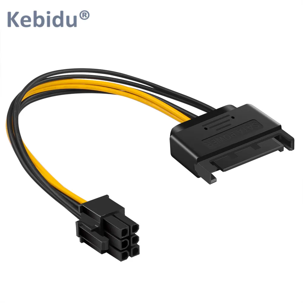 

kebidu SATA Power to 6pin Express Adapter Cable 15pin 20CM PCIe PCI-e PCI for Video Card