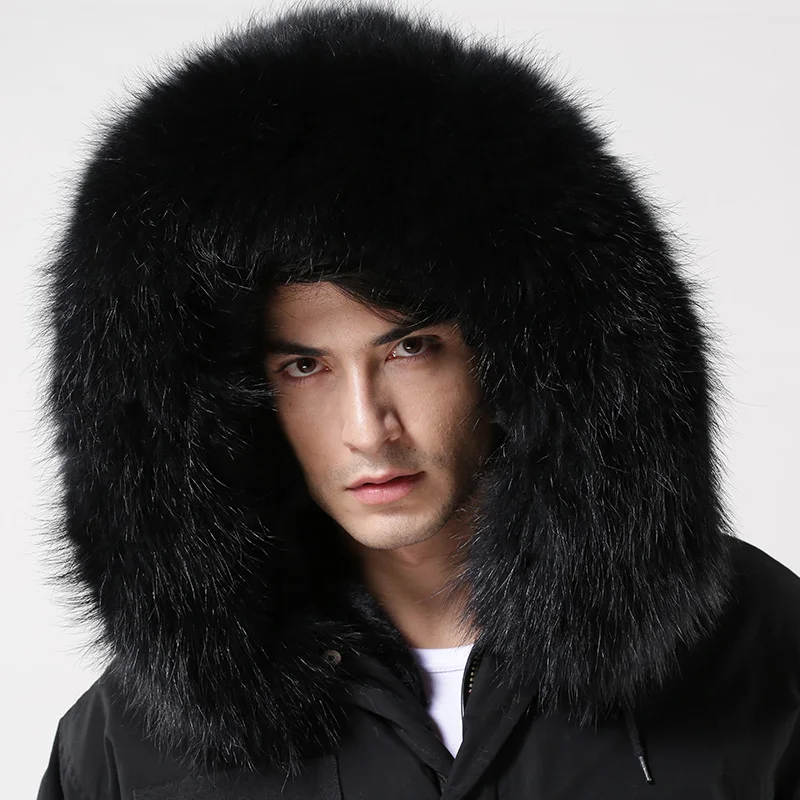 Зимнее пальто мужское черное Модное теплое Стеганое пальто Мужская Европейский Стиль зимнее меховое пальто ветровка куртка