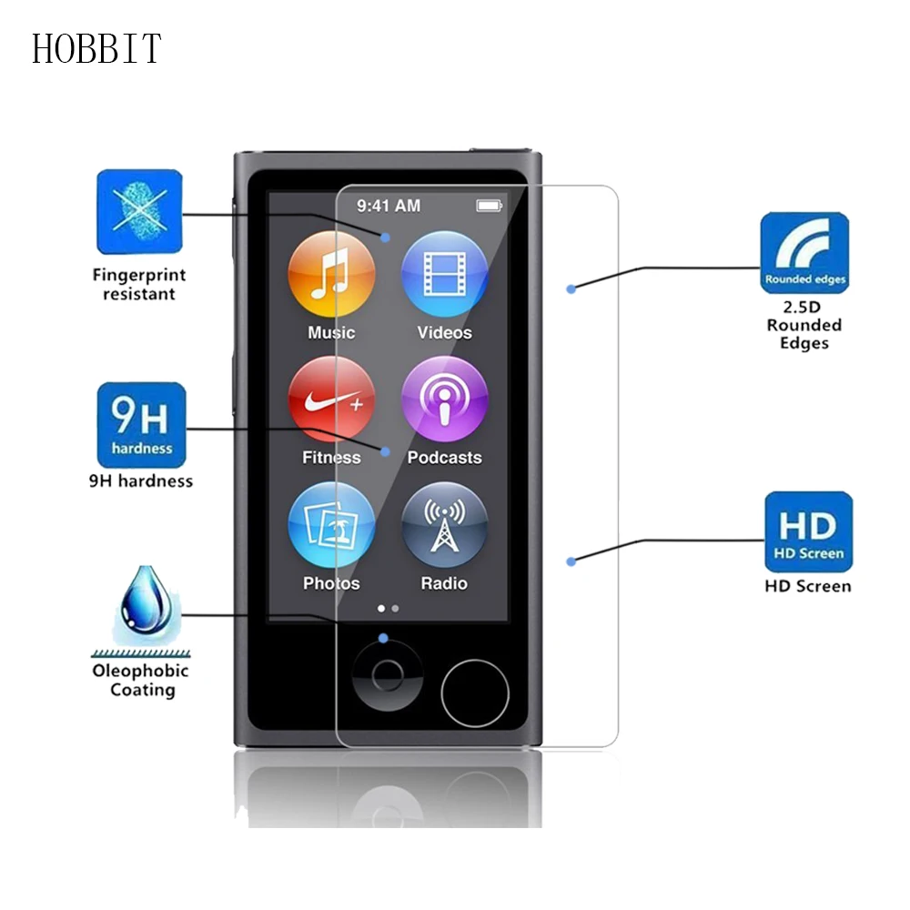 2Pack For Apple iPod Nano 7 0.3mm 2.5D 9H Tempered Glass Screen Protector  Ultra thin Clear Scratch Resistant film for ipod.