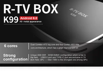 

10pcs/lots DHL free R-TV BOX K99 4GB 32GB RK3399 Android 6.0 TV BOX BT4.0