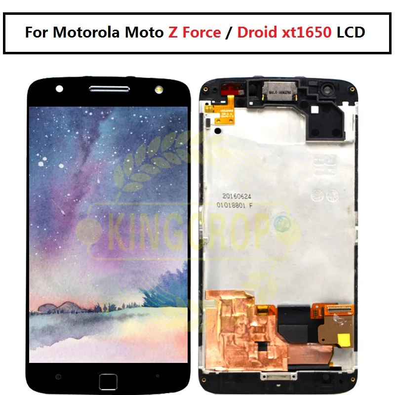 

For Motorola Moto Z Force Droid XT1650 LCD Display Touch Screen Digitizer Frame Replacement For Moto Z Force Droid LCD