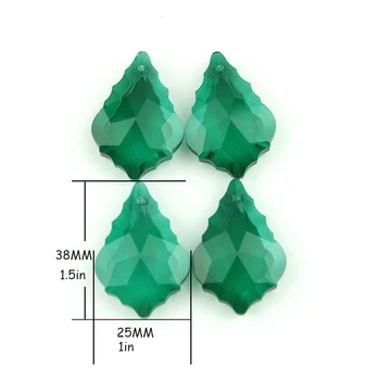 

Peacock Green 30pcs/Lot 38mm Crystal French Chandelier Mape Leaf Pendant Crystal Pendant For DIY Curtain Part