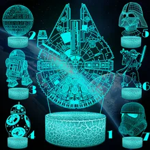 VCity Death Star War Yoda 3D Night Light Creative Illusion Visual BB8 Lamp Led Bedroom Decoration