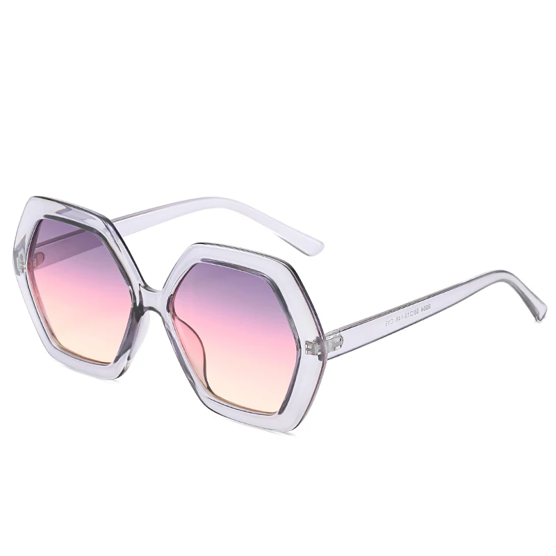 Шестигранные Солнцезащитные очки женские винтажные черные солнцезащитные очки для женщин градиентные линзы полигоновые солнцезащитные очки Gafas De Sol - Цвет линз: Gray Gray Pink