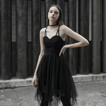 

PUNK RAVE Women Summer Casual Sleeveless Evening Party Drses Fashion Gothic Mini Dress Women Club Party Punk Dresses