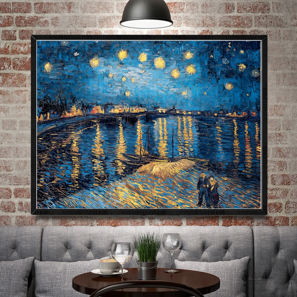 

Vincent Van Gogh The Rhone River Starry Night Art Silk Poster Home Decor Painting 12x16 18x24 30x40 Inch Unframed Free Shipping