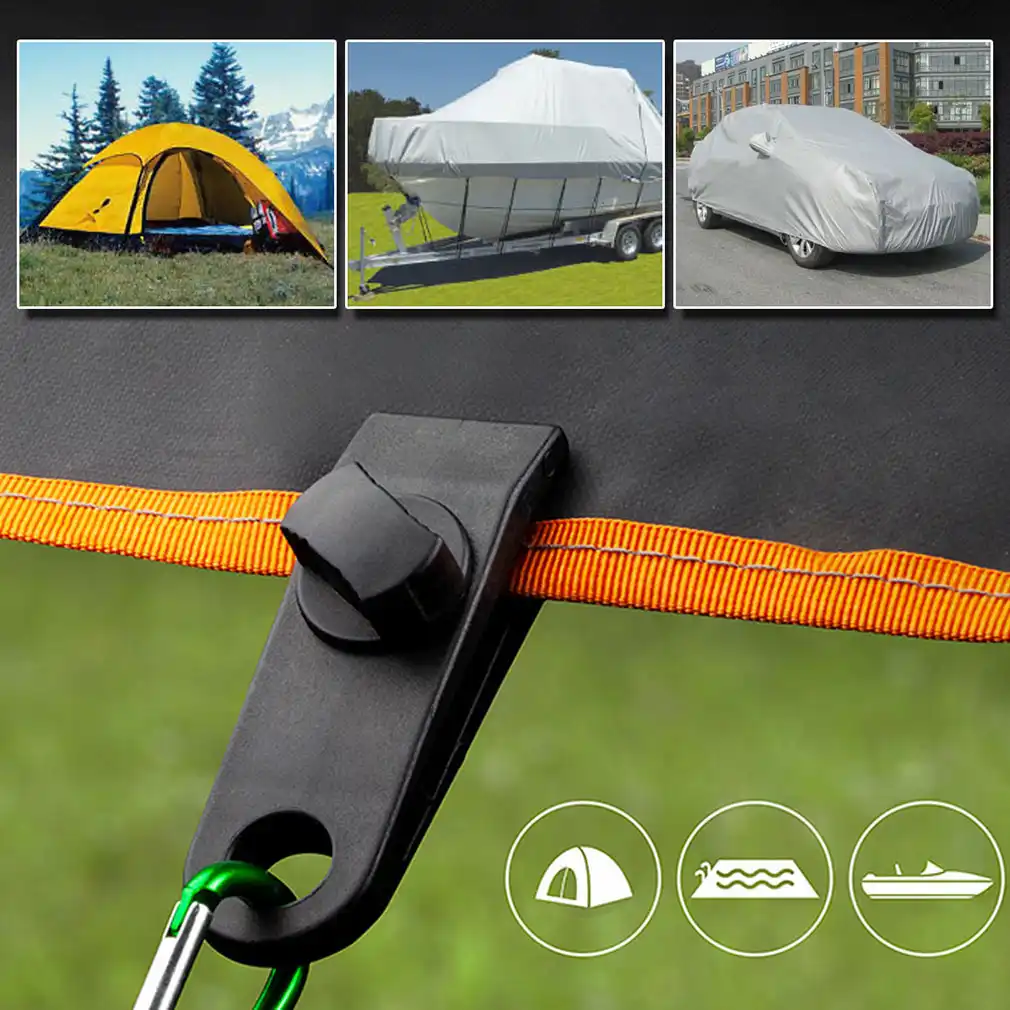 10X Tent Clips Heavy Duty Tarp Awning Clamp Tarpaulin Buckle Snap Camping Hanger