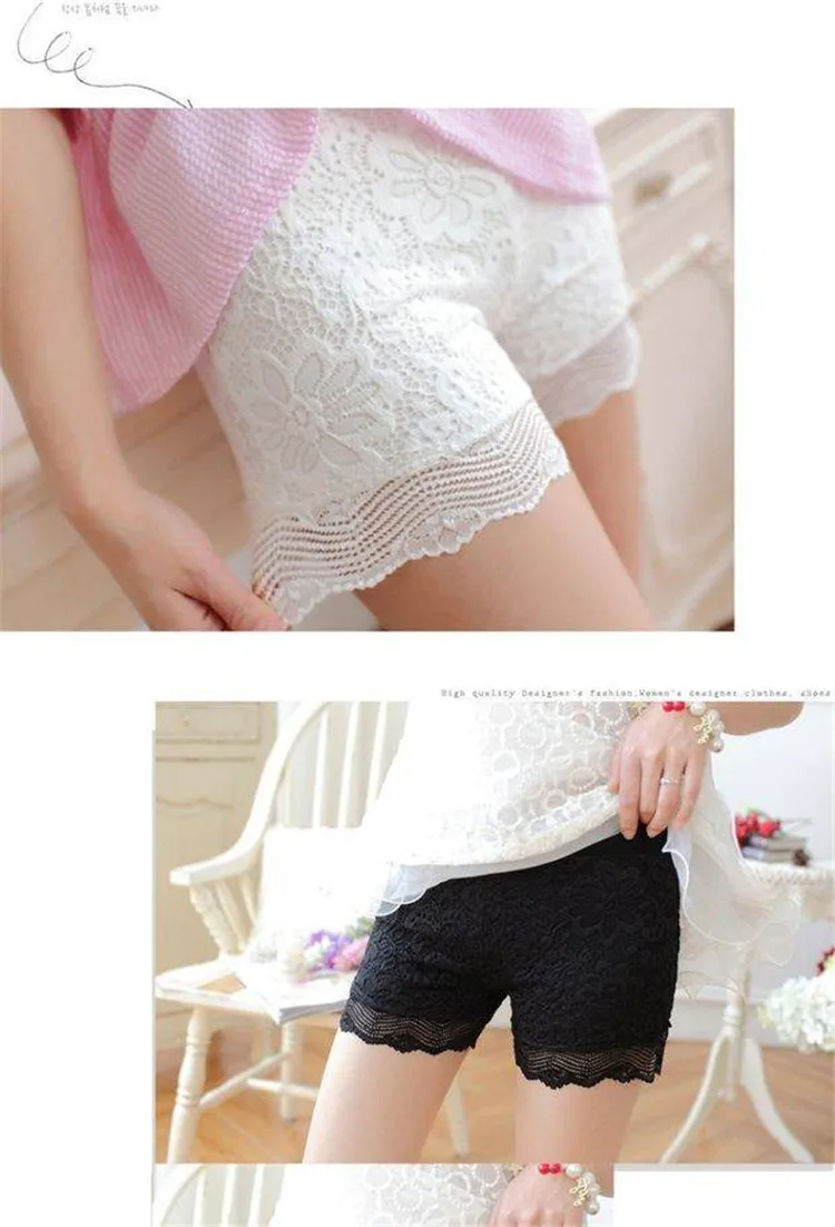 YRRETY Fashion Lace Shorts High Waist Women Summer Shorts Plus Size Sexy Lace Floral Hollow Shorts Black Summer Fitness Short