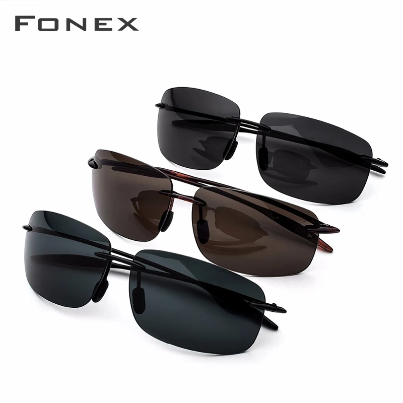 Gafas de sol Ultem TR90 sin montura para hombre ultraligero 2018 gafas de sol cuadradas de alta calidad sin marco para mujeres lentes de nailon de diseñador de marca - 5