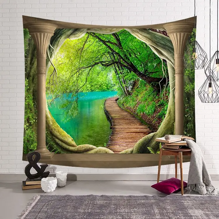 

Open the Window Home Decor Wall Tapestry Hanging House Fairyland Psychedelic Tapestry Beach Mat Picnic Blanket Tablecloth