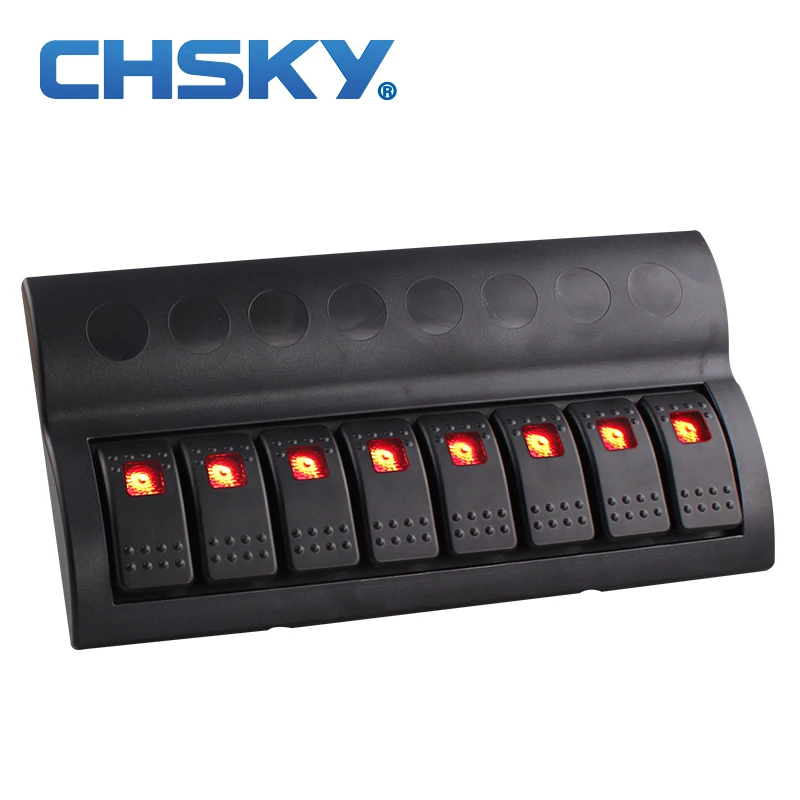 CHSKY 8 Gang 12v 24v Красный светодиодный автомобильный выключатель для морской лодки