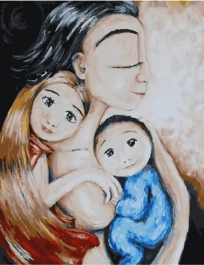 mother and baby abtract figure painting paint by numbers Hand-painted canvas oil paintings for living room home decor