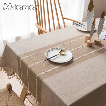 

MIAMOR 5 Colors Cotton & Linen Plaid Table Cloth Rectangular Wedding & Party Table Decoration Table Cloths for Events YMQY