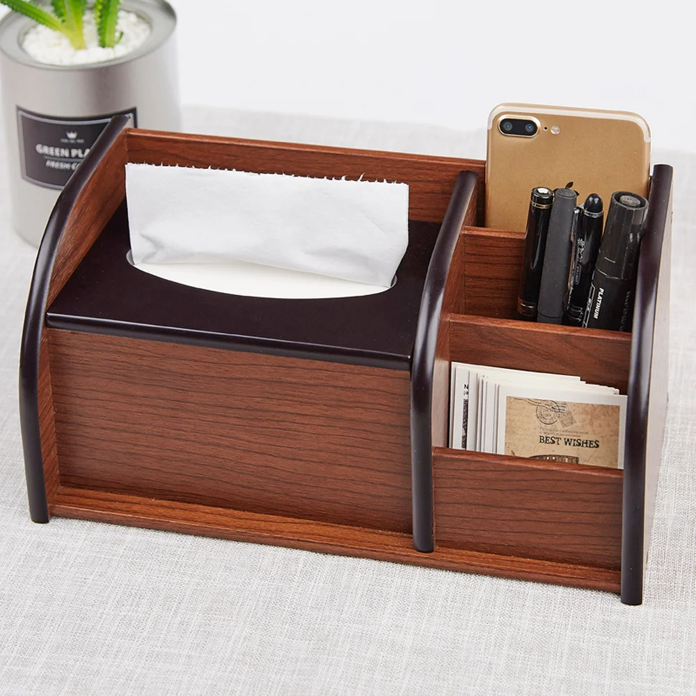 

Retro wooden tissue box home multi-function desktop remote control storage box stationery storage box wx9281615