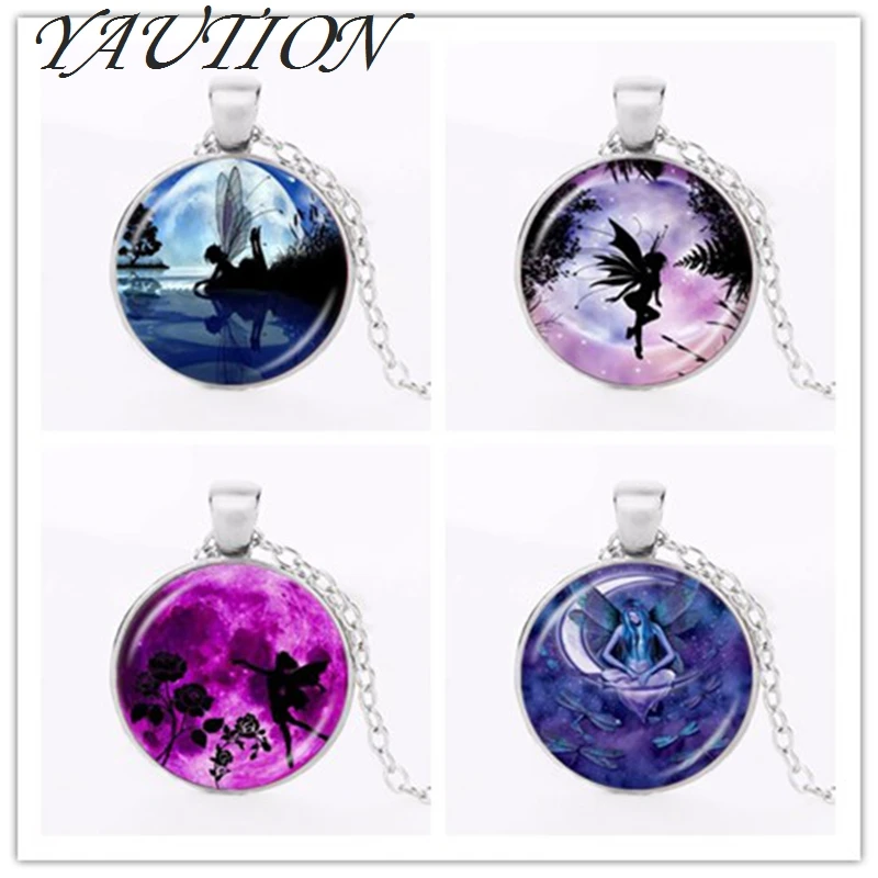 YAUTION Фея в Луна фото Цепочки и ожерелья Ангел Jewelry Подвеска полумесяц стекло