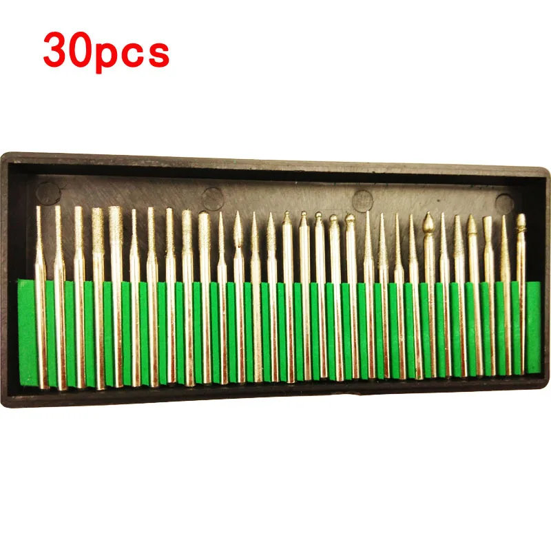 

Dremel Accessories 30 Pcs Rotary Diamond Burr Set Kit Dremel Compatible Multi Tool Accessories Grinding Polishing Needle Head