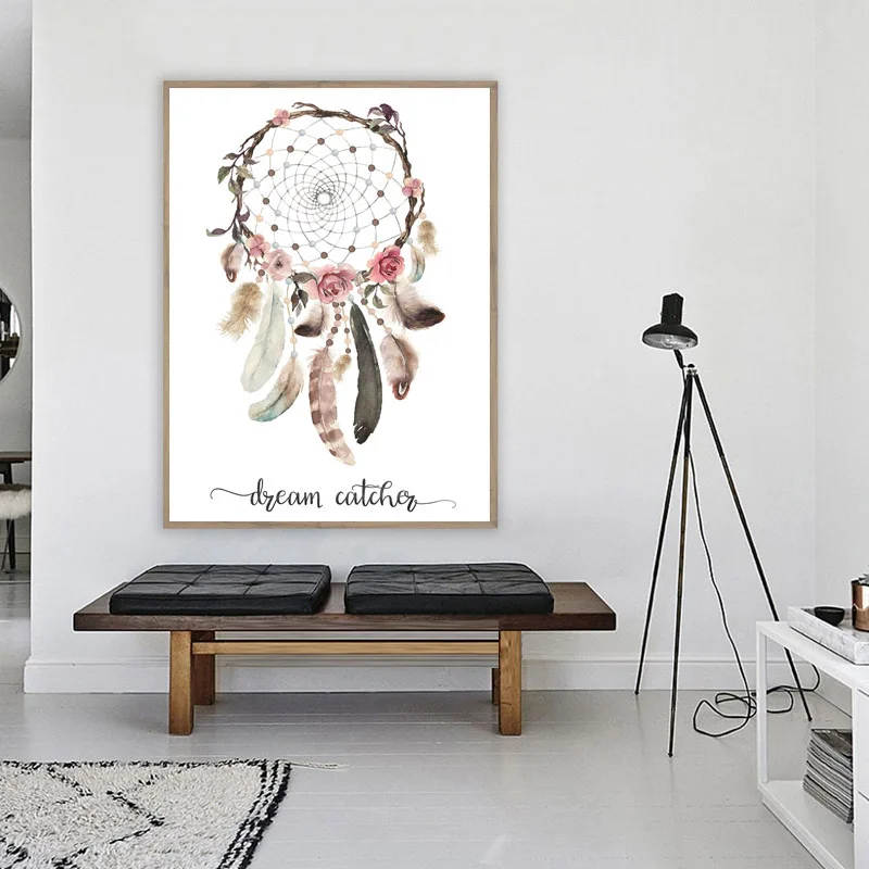Dream-Catcher-Wall-Pictures-For-Living-Room-Flower-Good-Night-Nordic-Style-Kids-Decoration-Nordic-Poster (1)