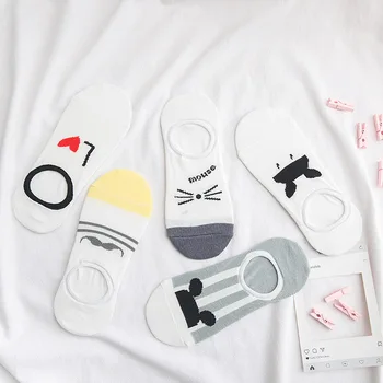 

5 Pair/Lot Women Socks Cartoon Cotton Fashion Summer Breathable Invisible Sock Cute Casual Soft Boat Socks