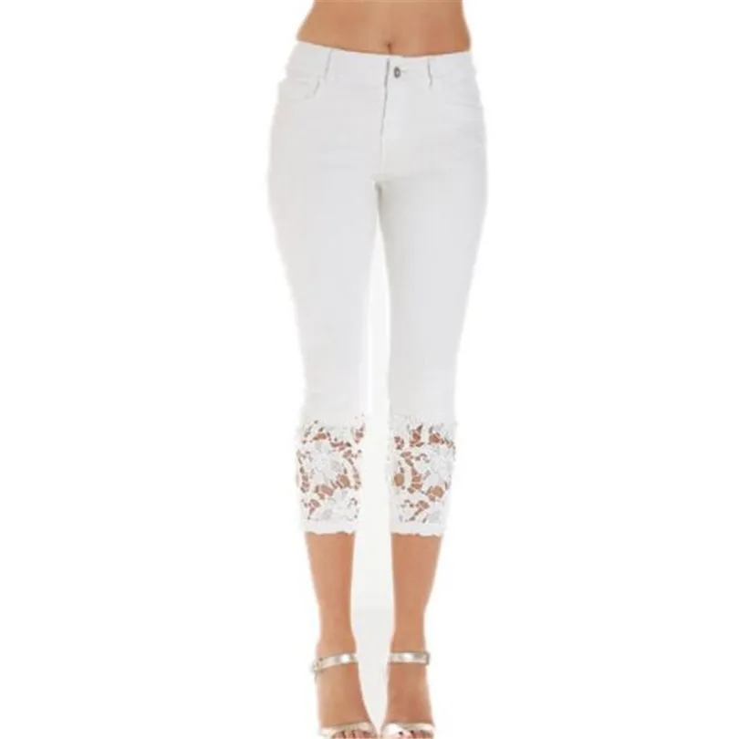 YRRETY модные джинсы женские узкие брюки джинсы с высокой талией сексуальные длиной до икры Эластичные Обтягивающие Брюки брюки подходят леди плюс размер 5XL - Цвет: White