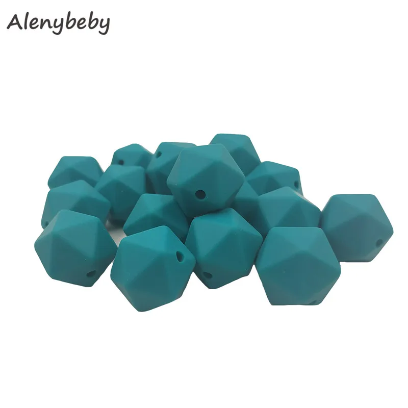 50pc 17mm Silicone Teether Beads Safe Icosahedron Shaped Candy Mix Color Teething Silicone Bead Toy BPA Free DIY Necklace Making - Цвет: Emerald