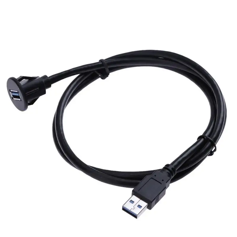 

1m/3.3ft Single Port USB Panel Flush Mount Cable USB3.0 A Male to USB3.0 A Female Car Mount Extension Cable w/ Bracket