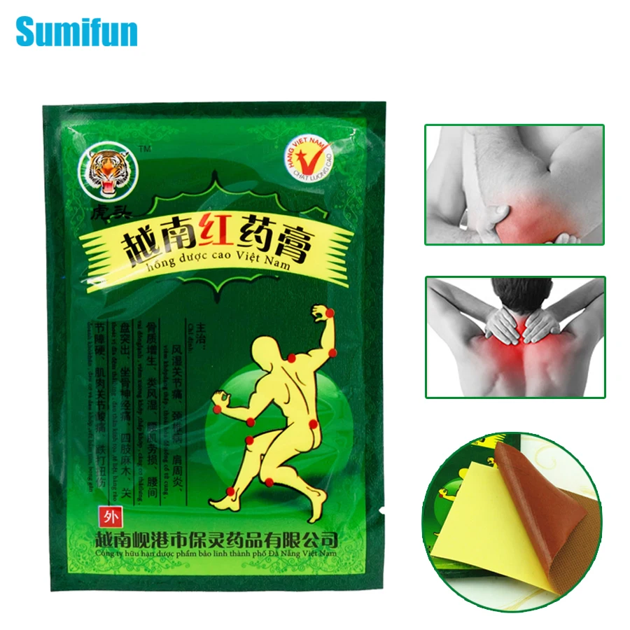 

64pcs sumifun Vietnam Red Tiger Balm Plaster Muscular Pain Stiff Shoulders Neck Massage Pain Relieving Patch Relief massageD0959