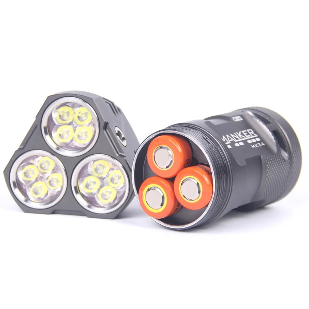 Светодиодный фонарик Manker MK34 8000 люмен 12x Cree XPG3 / 6500LM Nichia 219B 219C LED + 3x High Drain 2600 мАч 18650