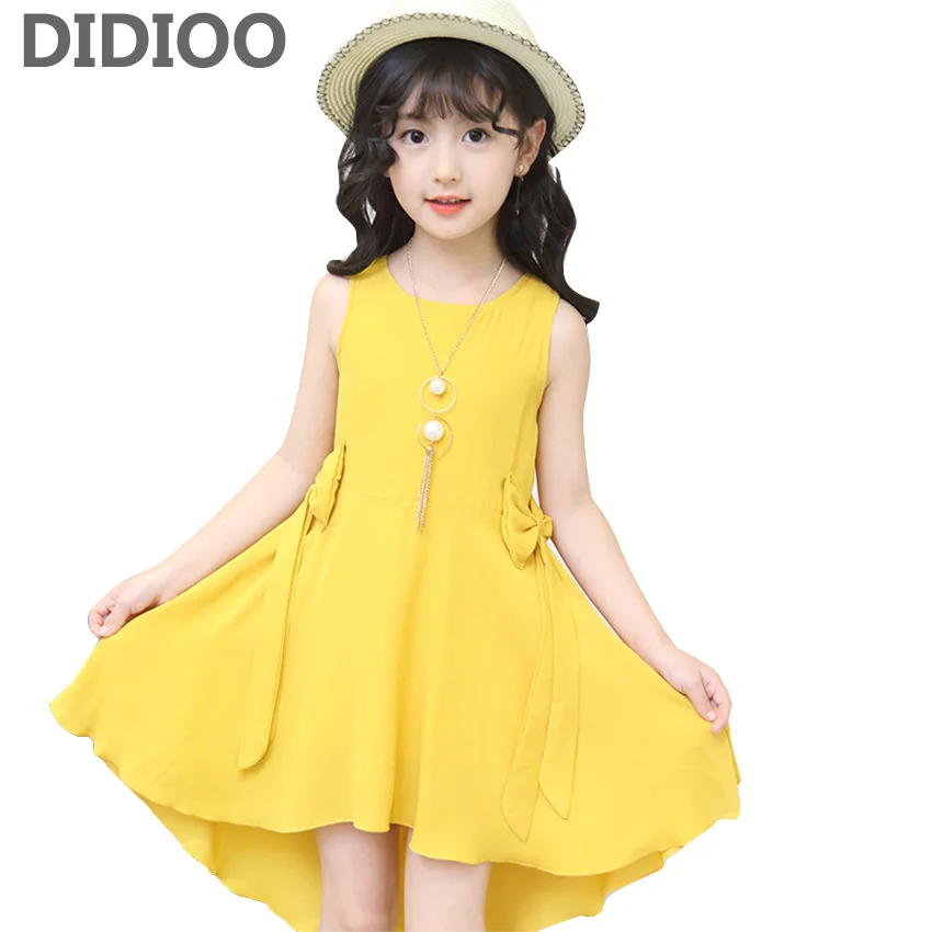 

Chiffon Dresses for Girls Summer Solid Sundress Kids Sleeveless Dress Vestdios Infantil 4 8 10 12 Years Girls Party Formal Dress