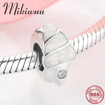 

925 Sterling Silver ice cream White Enamel Stopper spacer Beads women's accessories Fit Original Pandora Charm Bracelet Jewelry