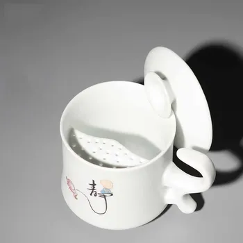 

Jingdezhen ceramic tea cup with lid filter tea set mug office drinkware 330ML