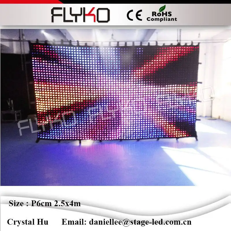 

PC Mode Controller LED Video Curtain For Wedding Backdrop Fireproof Light Curtain DJ Stage Background 90V-240V P60mm 2.5x4m