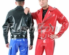 Men hot sale latex coat jacket